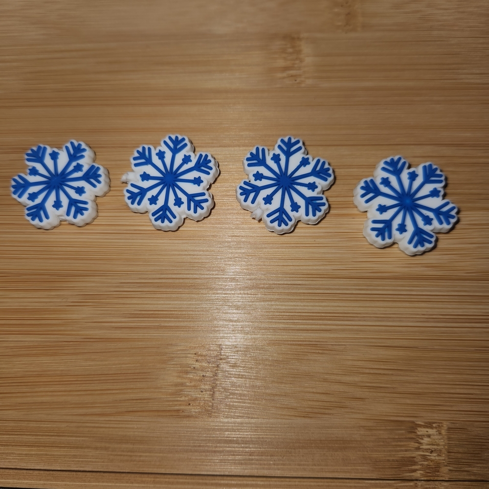 Blue and White Snowflake Focal Beads